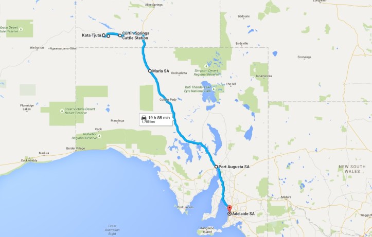 Map - Day 8 to 11 - NT and back to Adelaide